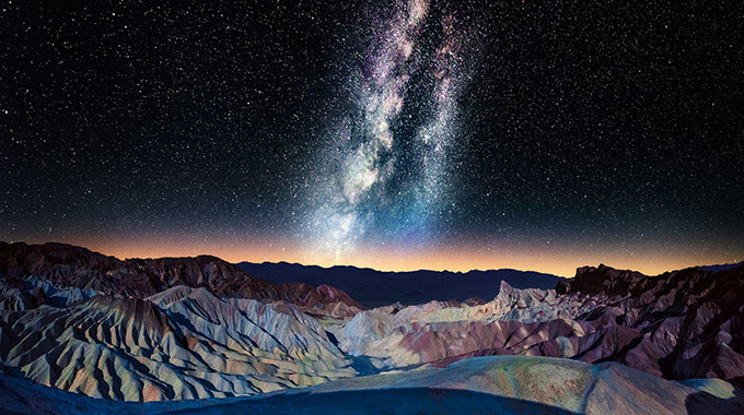 The Milky Way seen at night from Zabriskie Point in Death Valley National Park