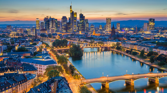 Frankfurt skyline in the evening