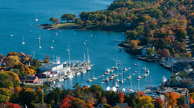 A view of the harbor at Camden from above