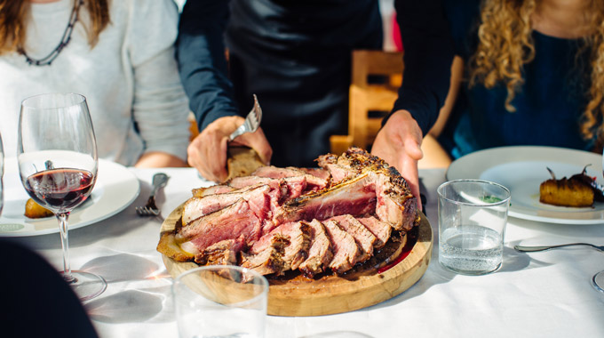 Bistecca alla Fiorentina being served