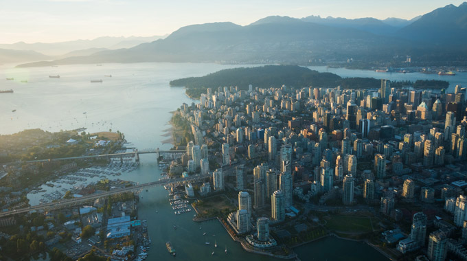 An aerial view of Vancouver, Canada