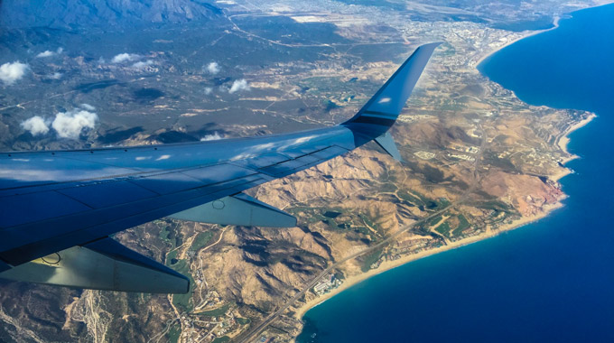 Baja resorts seen from a plane window