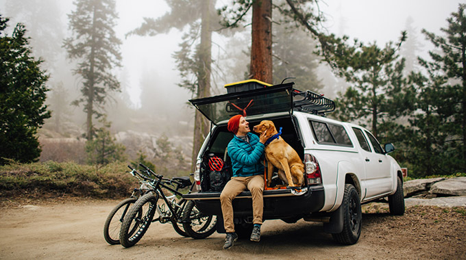 Man and his dog in Sequoia National Park.