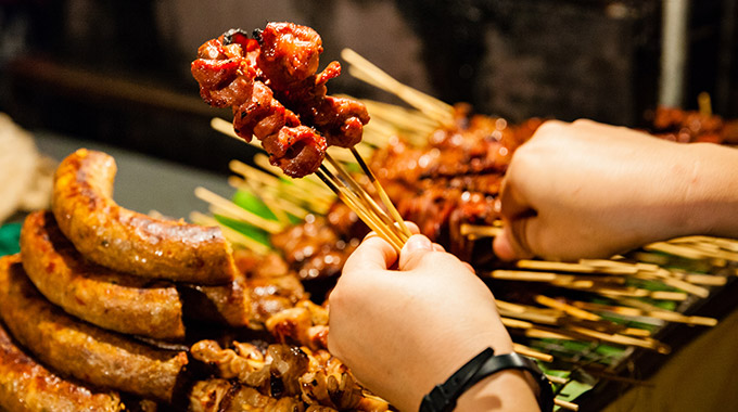 Thai street food on skewers