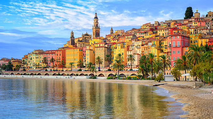 Seaside villas in Menton, a town in the South of France.