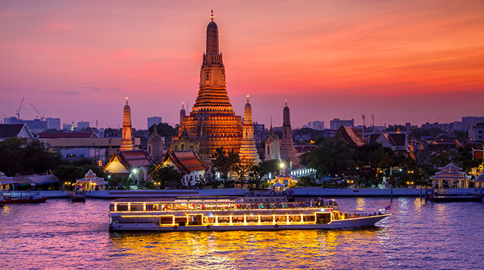 A river cruise boat in Bangkok, Thailand.