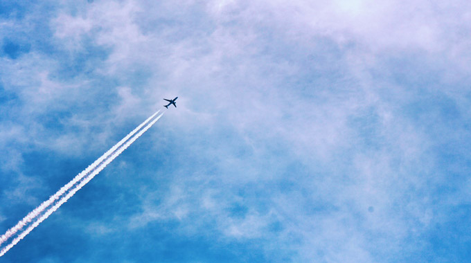 An airliner leaves a contrail in the sky