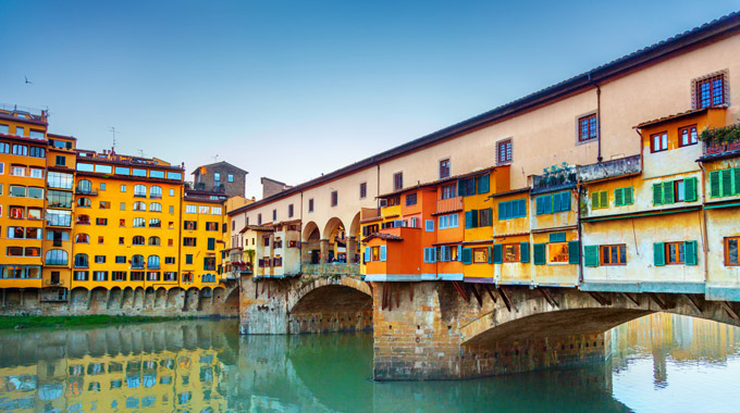 The Ponte Vecchio spans the Arno river