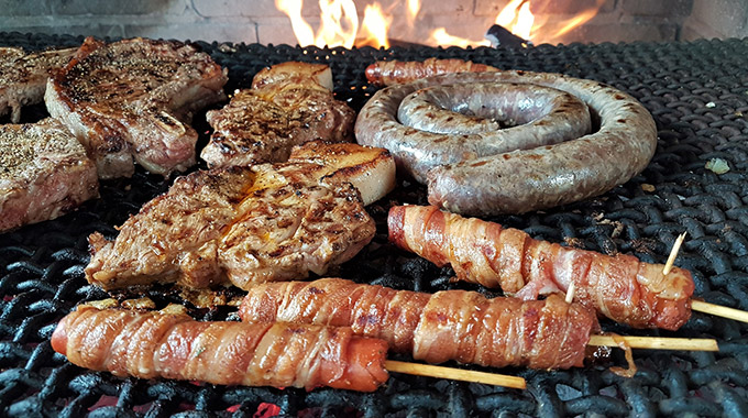 Meats being braai'd in South Africa