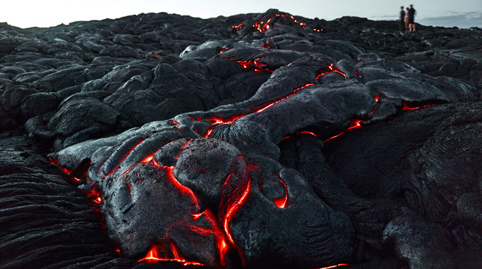 Glowing lava at Hawai‘i Volcanoes National Park