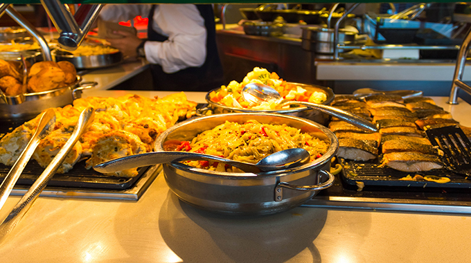 A buffet on a cruise ship