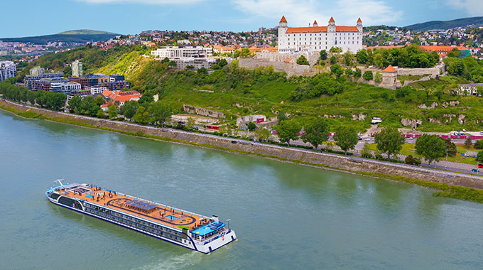 The AmaMagna rivership on the Danube near Bratislava Castle