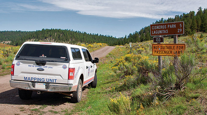 The Auto Club Mapping Unit truck on the road.