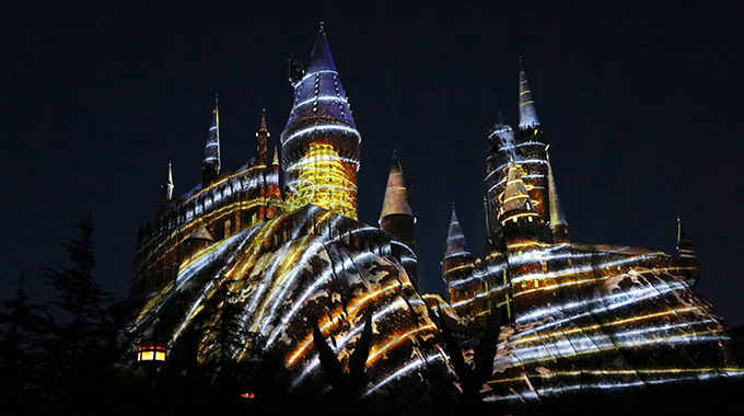 Harry Potter castle lightshow