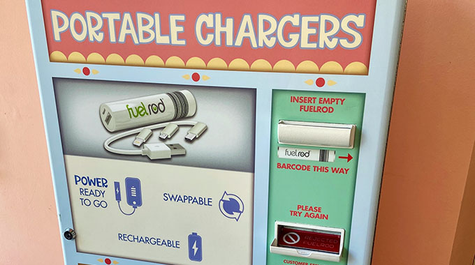 A portable charger vending machine at Disneyland Resort