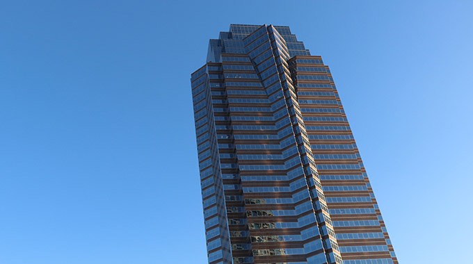A photo of Fox Plaza from street level
