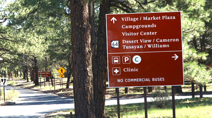 Directions street sign Grand Canyon Railway