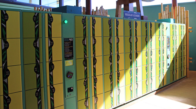 Lockers for rent at Volcano Bay
