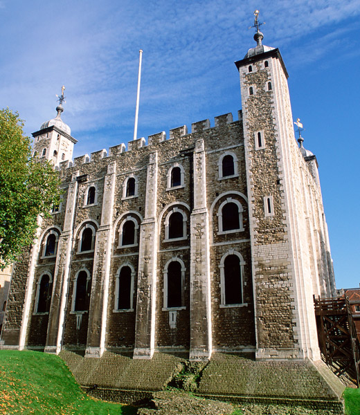 The Tower of London photographed from a low angle