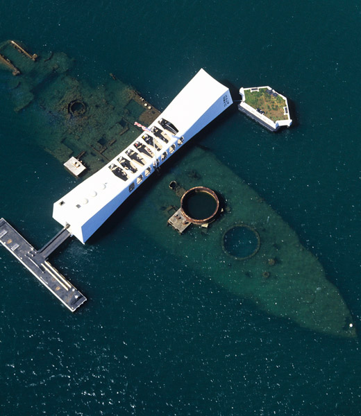 The USS Arizona Memorial at the Pearl Harbor National Memorial