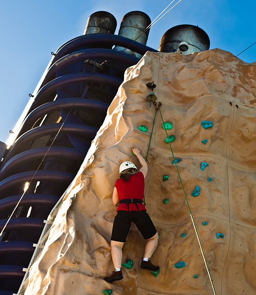 Rock climbing wall on a cruise