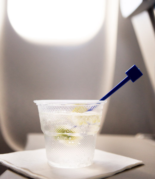Cocktail on an airplane tray