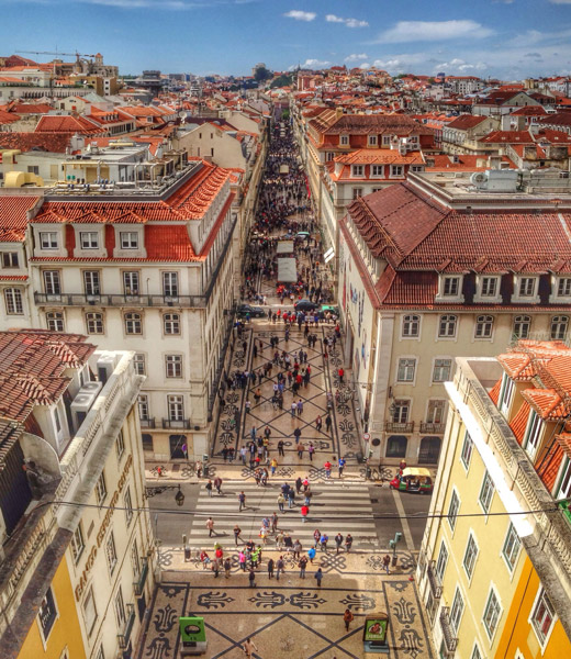 Pedestrians walking in Lisbon, Portugal