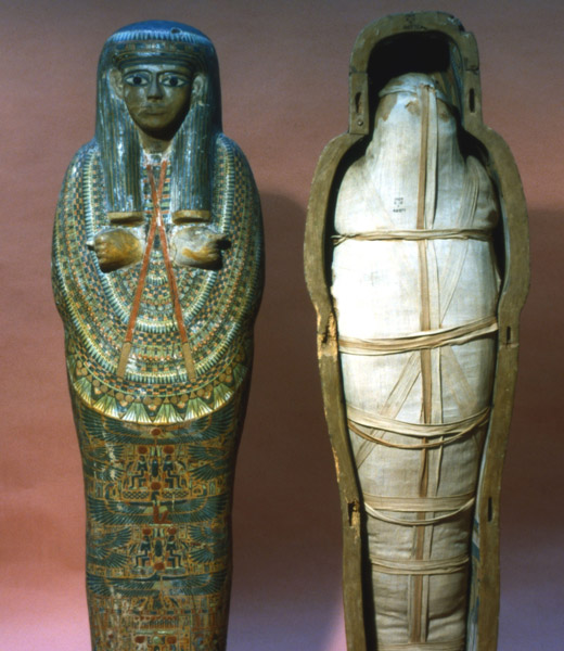 An Egyptian mummy exhibit at the British Museum