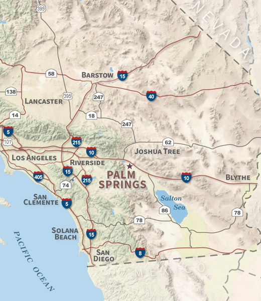 California map highlighting Palm Springs