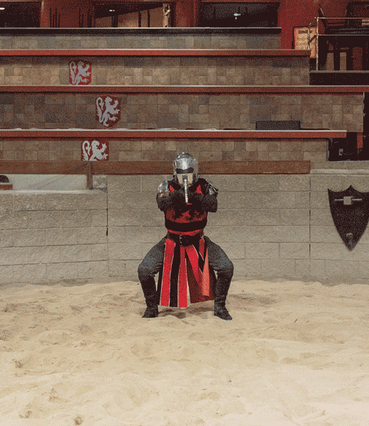 The Red Knight demonstrates a head attack