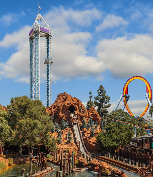 View of the skyline at Knott's Berry Farm theme park