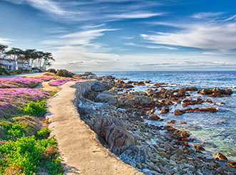 A walking path along the beach in Pacific Grove.