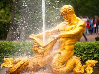 A fountain statue at Peterhof in Russia