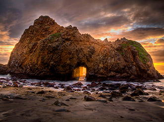 The Keyhole Arch at Pfeiffer Big Sur State Beach.