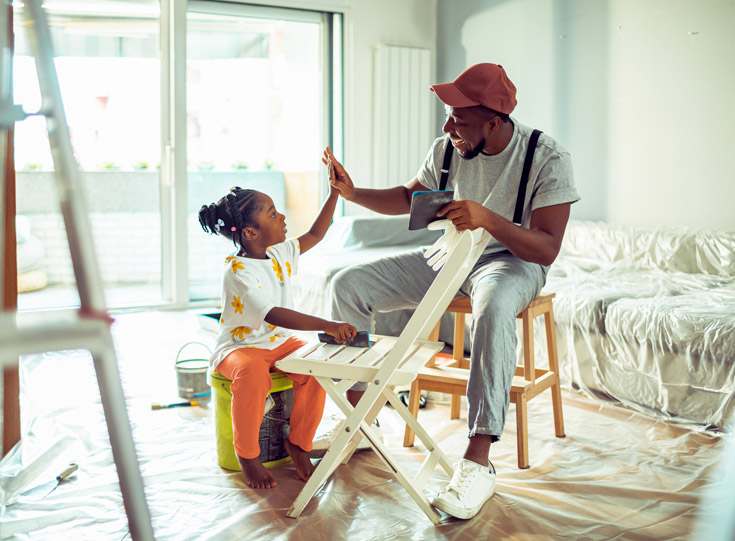 Father and daughter interior painting Father and daughter interior painting