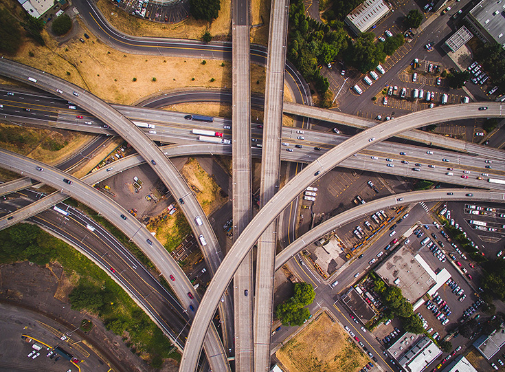 Freeway interchange aerial view Freeway interchange aerial view