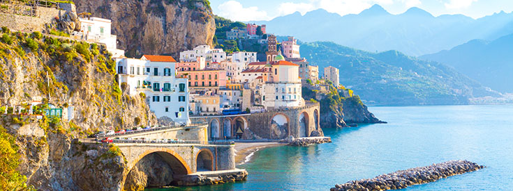 The Italian town of Amalfi on the coast The Italian town of Amalfi on the coast