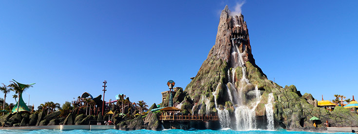 A volcano at Universal's Volcano Bay water park A volcano at Universal's Volcano Bay water park