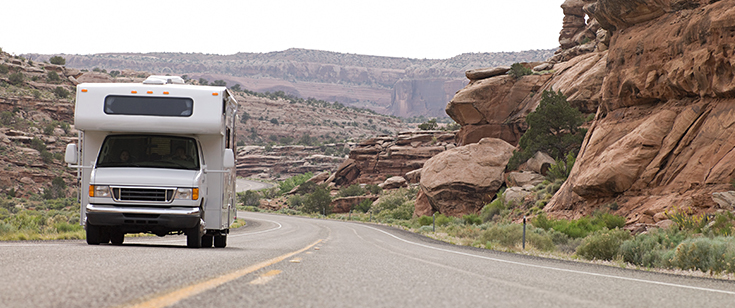 RV on scenic road RV on scenic road