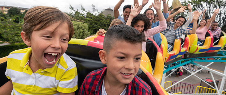 Kids on roller coaster Kids on roller coaster