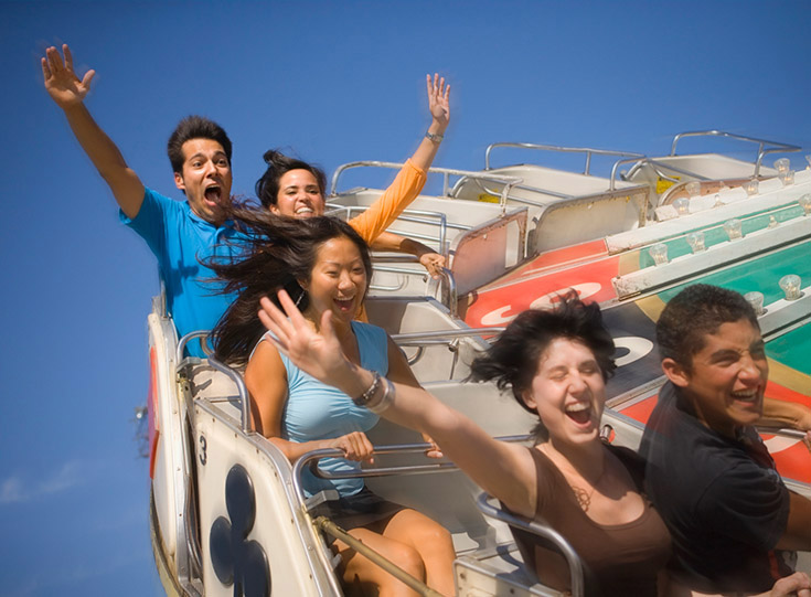Family on roller coaster Family on roller coaster
