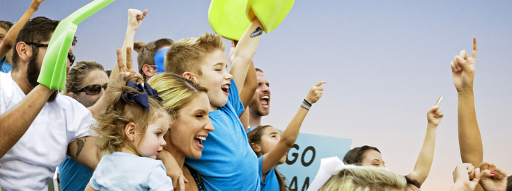 Family cheering for sports team Family cheering for sports team