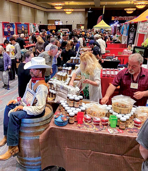 National Fiery Foods & BBQ Show exhibitors selling sauces and other spicy concoctions.