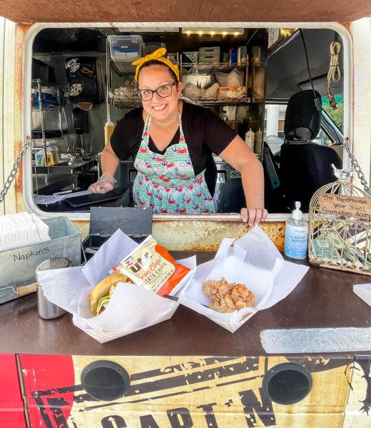 M.J. Medlar inside her food truck 