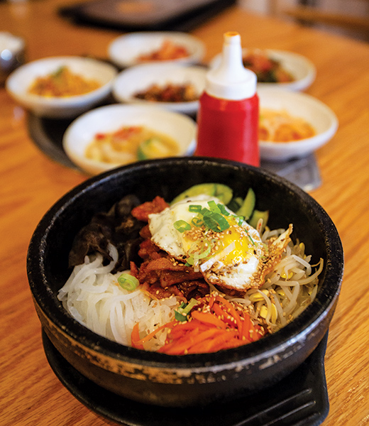 Dolsot bibimbap, a Korean dish served in a stone bowl called a dolsot