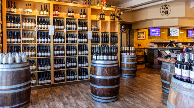 Wine section inside a store