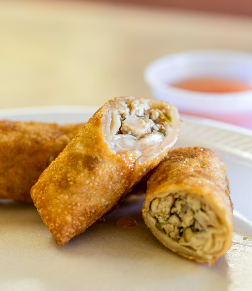 Teriyaki Chicken House green chile chicken egg rolls