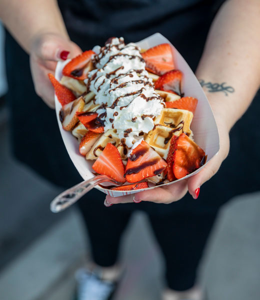With Love Waffles chocolate-covered strawberry waffle