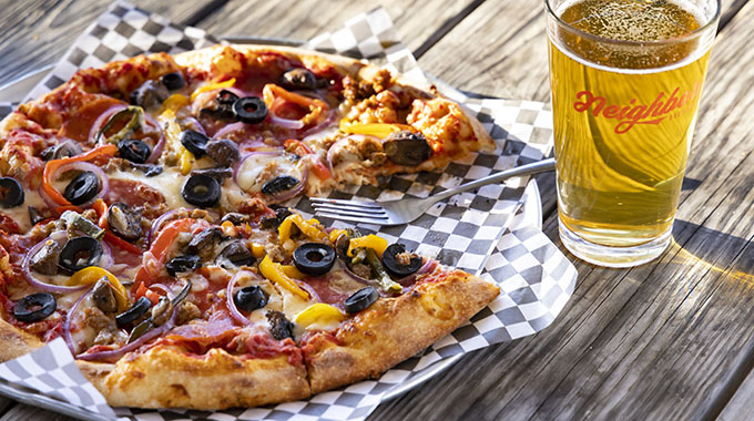 Fill up on pizza, beer, and good times at Neighbors Brew & Pies. | Photo by Meggan Haller/Keyhole Photo