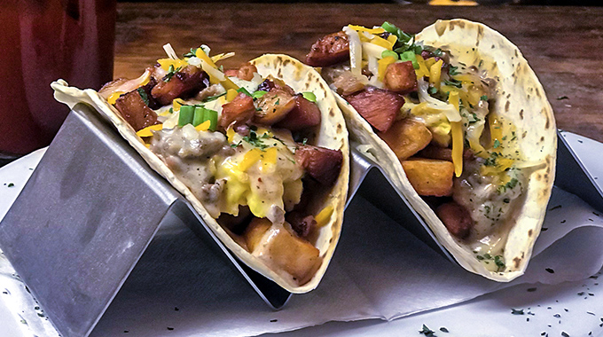 Breakfast tacos at Nest Kitchen and Taphouse in Newport News. | Photo by Tom Powell/The Addison Group